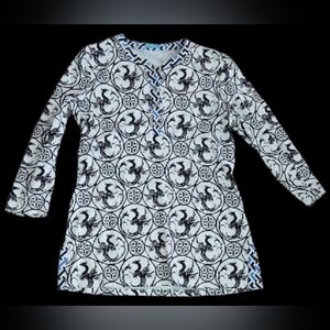 J. McLaughlin White Black Nylon Tunic M